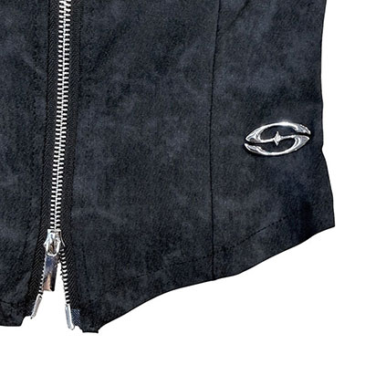 TRIM CHECK DENIM HALTER NECK