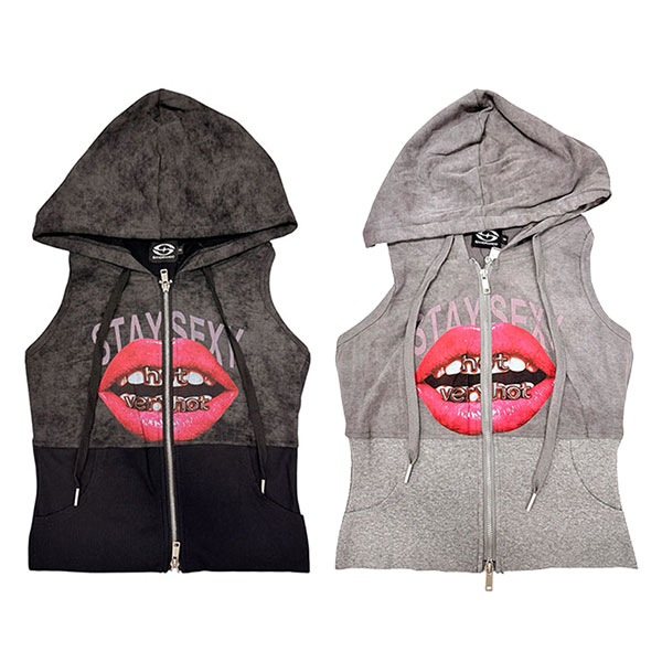 LIP SLEEVELESS ZIP HOODIE