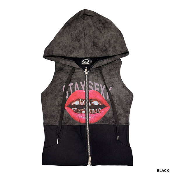 LIP SLEEVELESS ZIP HOODIE
