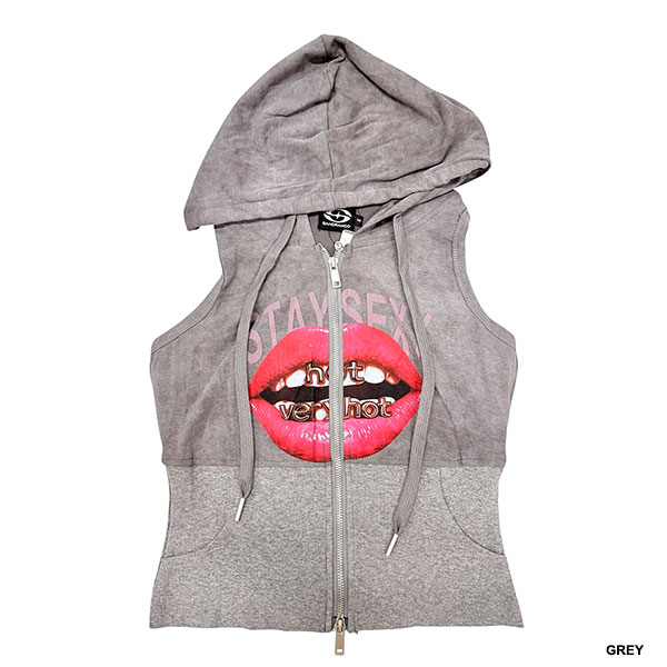 LIP SLEEVELESS ZIP HOODIE
