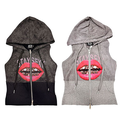 LIP SLEEVELESS ZIP HOODIE